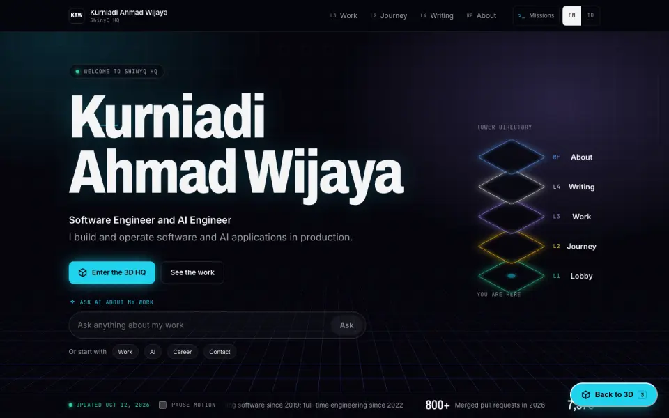 Mockup desain hero landing dengan direktori menara, dibuat sebelum dibangun
